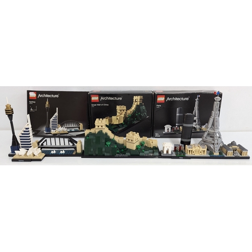 1701 - 3x Lego Architecture Sets: Great Wall Of China, Paris, Sydney. 21044, 21041, 21032