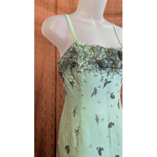 slim fit dress slacks 1958 Christian Dior by Yves Saint Laurent Emerald Green Cocktail Dress