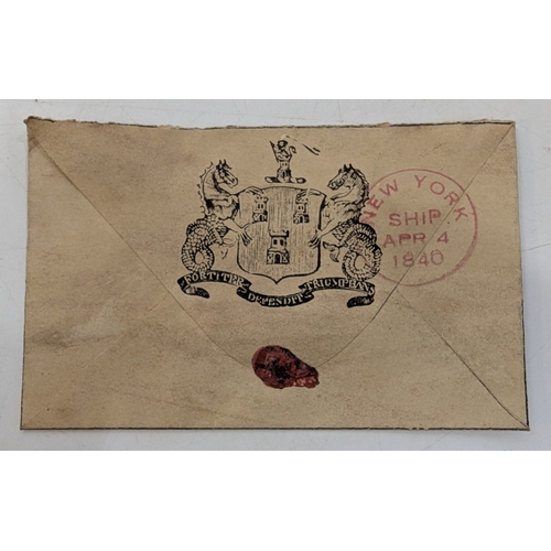 335 - A Mulready Letter Sheet with Black Maltese Cross 1840 One Penny Lord Lawrence , Punjab District Brit... 