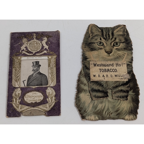 406 - A Novelty Coronation Of Edward VII 'Before And After' Card And Wills Tobacco 'Westward Ho!' Kitten C... 