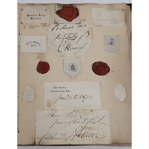 408 - An Antique Scrapbook Of Wax Seals, Signatures And Crests