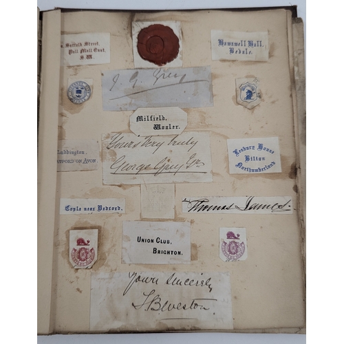 408 - An Antique Scrapbook Of Wax Seals, Signatures And Crests