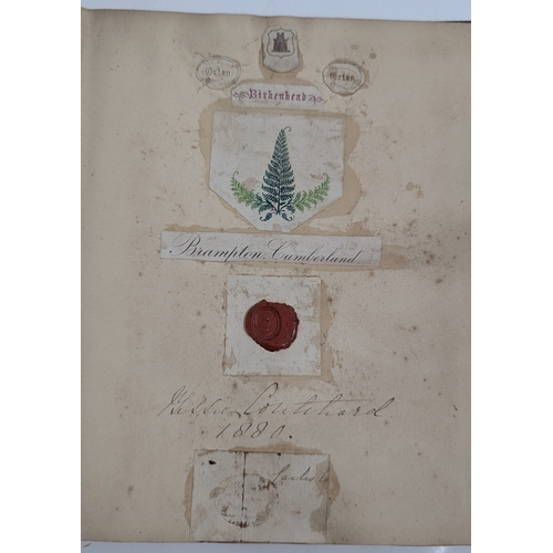 408 - An Antique Scrapbook Of Wax Seals, Signatures And Crests