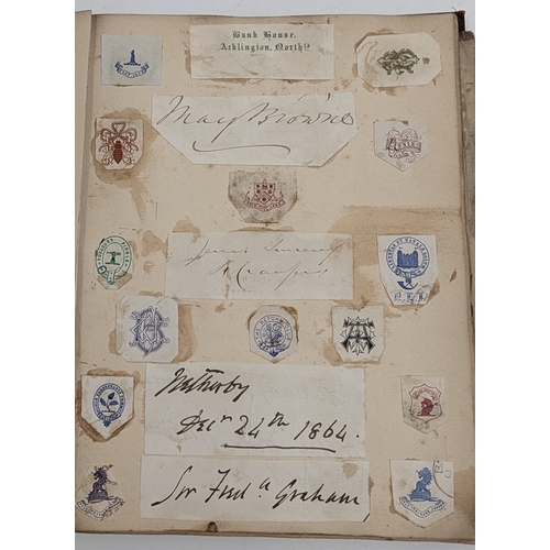 408 - An Antique Scrapbook Of Wax Seals, Signatures And Crests