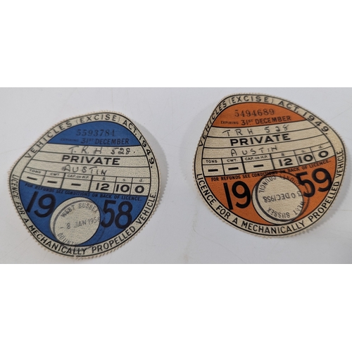 587 - An Assortment of Vintage Car Tax Discs - 1958, 59, 64, 65, 66, 67