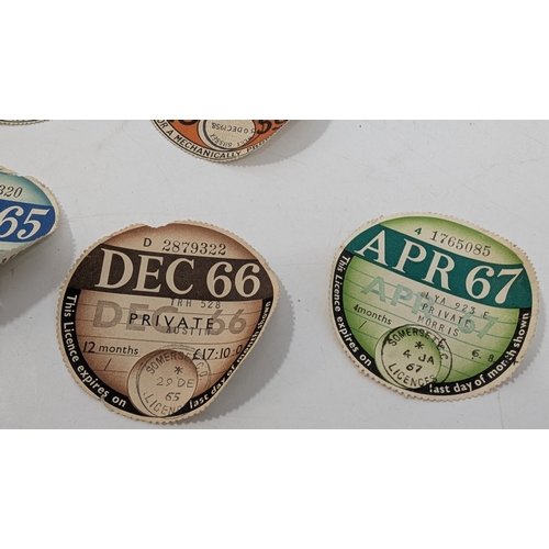 587 - An Assortment of Vintage Car Tax Discs - 1958, 59, 64, 65, 66, 67