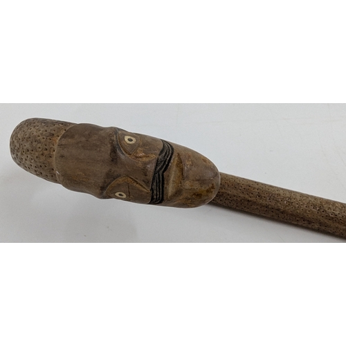 922 - An Antique Novelty Walking Stick With Handle Carved With A Likeness Of A Gentleman With Moustache