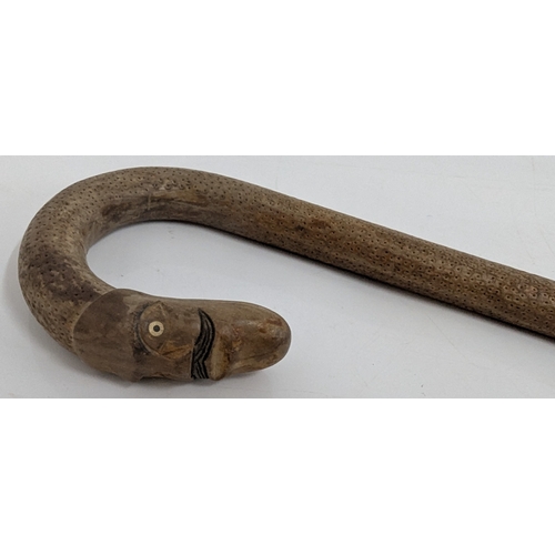 922 - An Antique Novelty Walking Stick With Handle Carved With A Likeness Of A Gentleman With Moustache