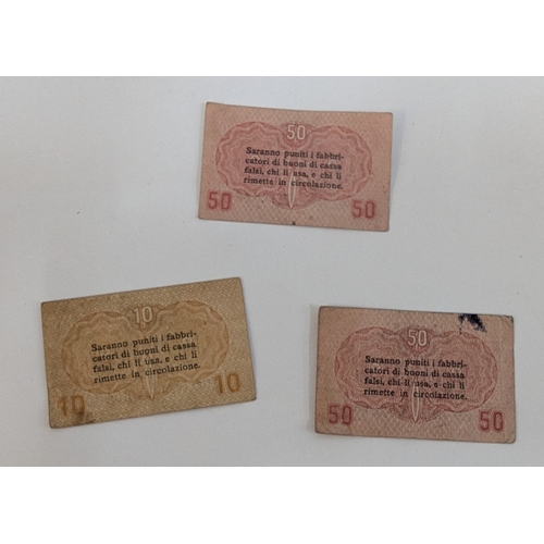 269C - 50 Centesimi and 10 Centesimi Italian 1918 Military Issue Bank Notes