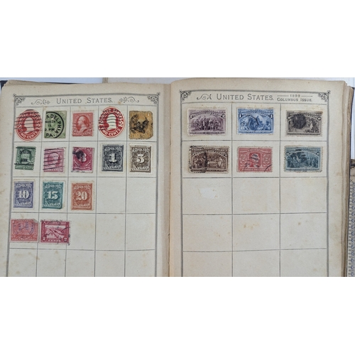 372 - 3 x Schoolboy Albums of GB and Worldwide Stamps, Penny Reds, Lilacs etc.