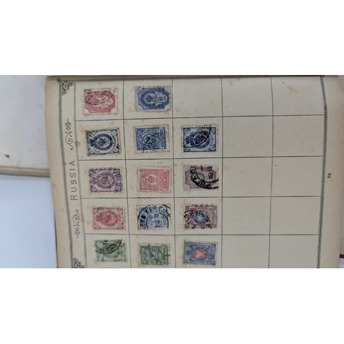 372 - 3 x Schoolboy Albums of GB and Worldwide Stamps, Penny Reds, Lilacs etc.