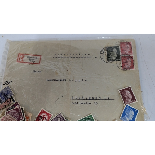 381 - 1944 German Reich Adolf Hitler Stamped Letter and Other German, Belgian Congo and Belgian Stamps