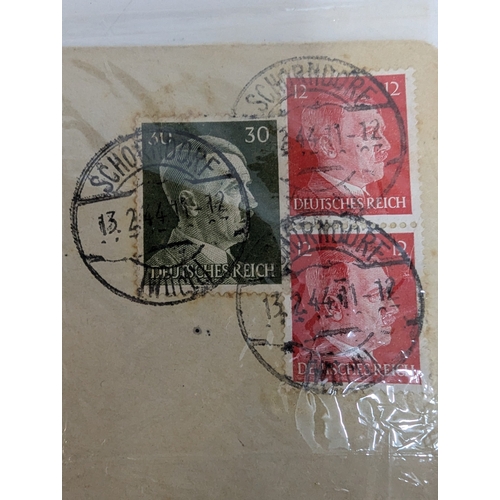 381 - 1944 German Reich Adolf Hitler Stamped Letter and Other German, Belgian Congo and Belgian Stamps