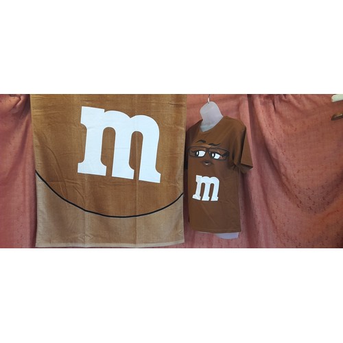 2409 - M & M's Vintage Beach Towel and Small T Shirt - Barely Worn