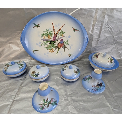 122 - A Vintage Dressing Table Set With Bird Motifs