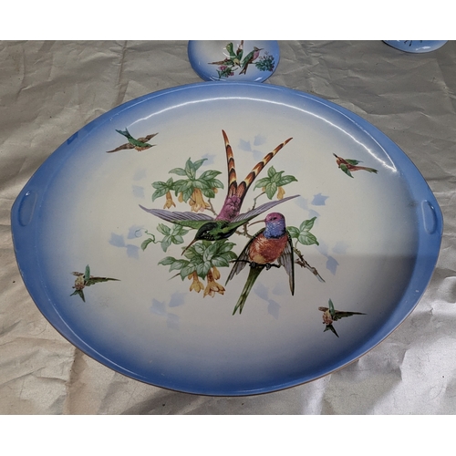 122 - A Vintage Dressing Table Set With Bird Motifs