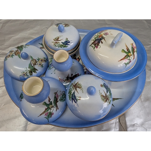 122 - A Vintage Dressing Table Set With Bird Motifs