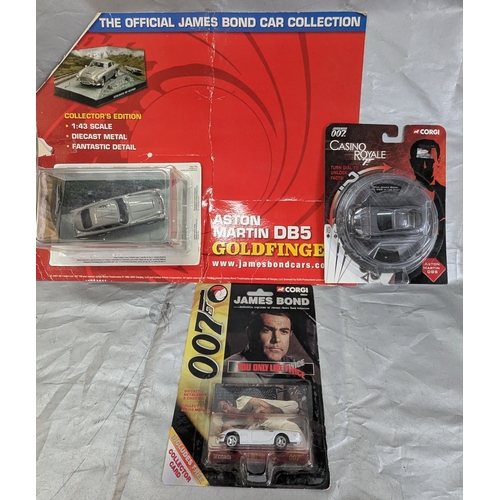 1838 - 2 James Bond Unopened Carded Cars And One Unopened Cased Car With Backing Board Including - Corgi Yo... 