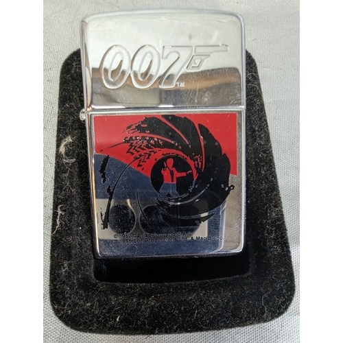 1846 - James Bond Black Hurricane Zippo Lighter In Tin