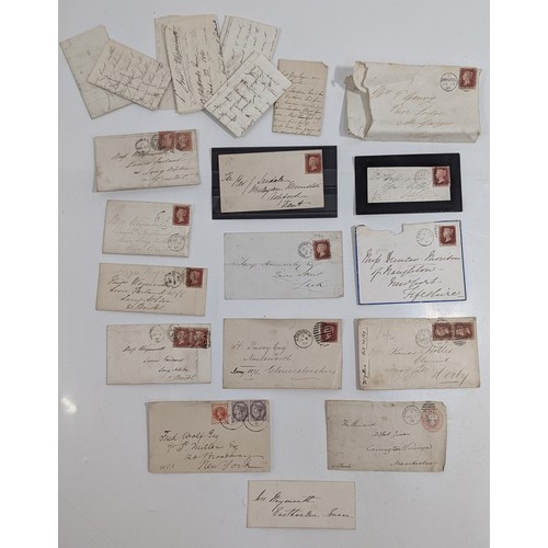 332 - A Collection of Queen Victoria Penny Red and Lilac Stamped Letters and Envelopes