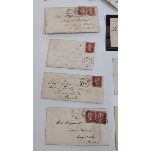 332 - A Collection of Queen Victoria Penny Red and Lilac Stamped Letters and Envelopes