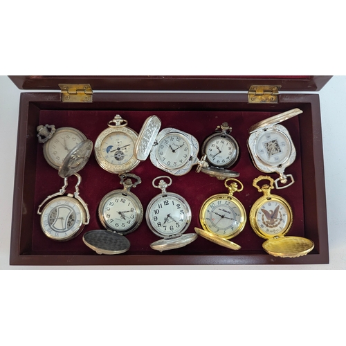 690 - A Display Case with 10 Pocket Watches