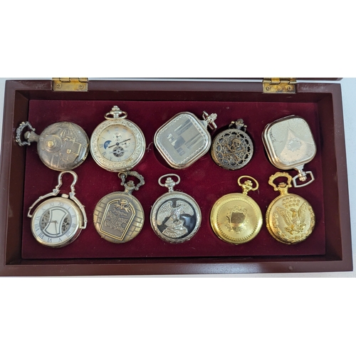 690 - A Display Case with 10 Pocket Watches