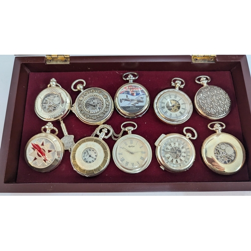 691 - A Display Case with 10 Pocket Watches