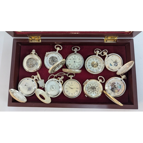 691 - A Display Case with 10 Pocket Watches