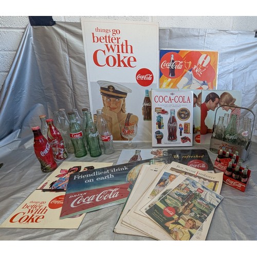 599 - A Collection Of Coca-Cola And Pepsi Cola Vintage Collectables Including: 6 Cafe Display Boards With ... 