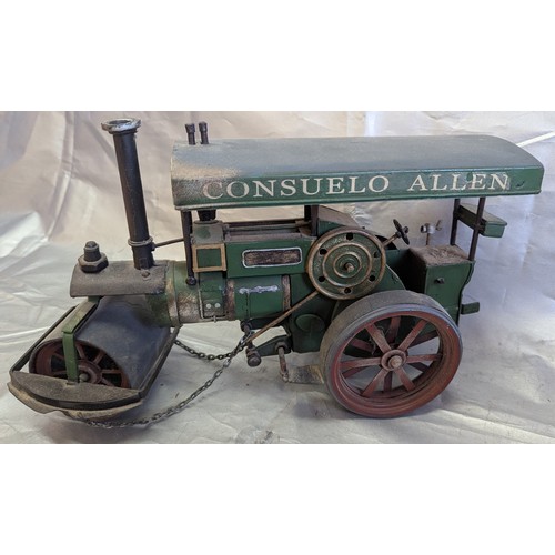 817 - Tin Plate Models Of A John Deere 1931GP And A Steam Roller With Consuelo Allen