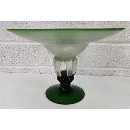 165 - Large Glass Trumpet Vase Standing 37cm High & Sherekat Handmade Boho Glass Bowl 20 x 30cm