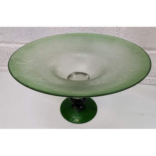 165 - Large Glass Trumpet Vase Standing 37cm High & Sherekat Handmade Boho Glass Bowl 20 x 30cm