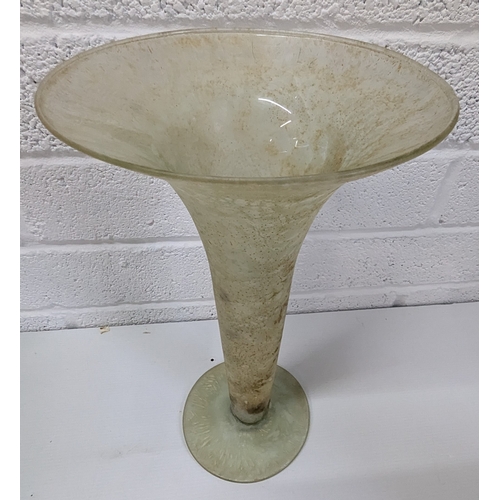 165 - Large Glass Trumpet Vase Standing 37cm High & Sherekat Handmade Boho Glass Bowl 20 x 30cm