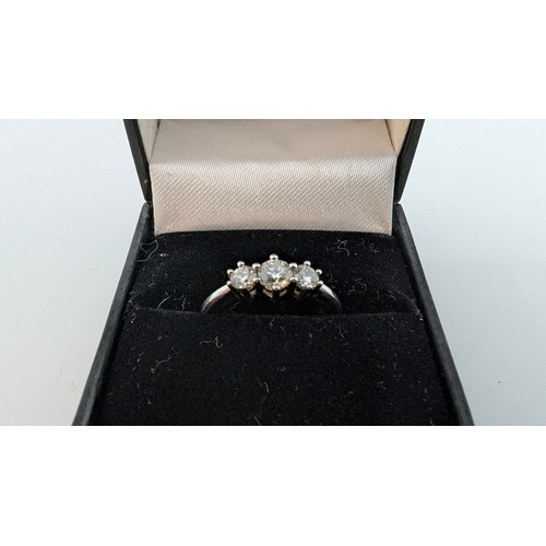 236 - An 18ct White Gold Ring Set with 3 Round Brilliant Cut Diamonds, 0.5ct H/I Colour VS2/SI1 Clarity