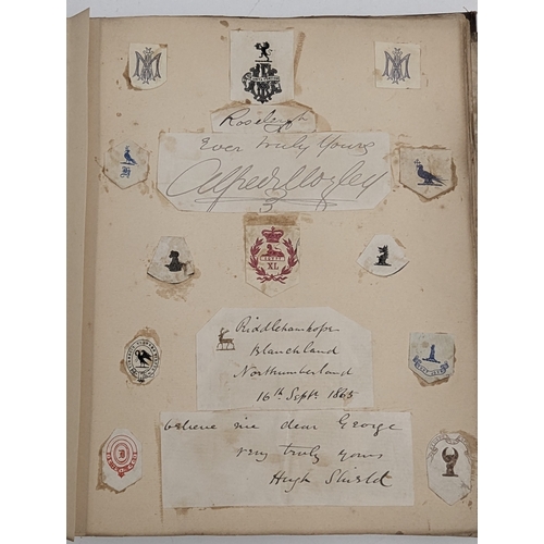 408 - An Antique Scrapbook Of Wax Seals, Signatures And Crests