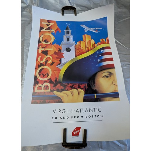 419 - Virgin Atlantic To And From Boston Poster, Victoria And Albert Museum Poster, And British Rail Barmo... 