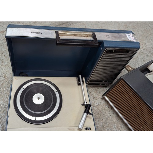 746 - 2 1950's Portable Record Players And 1 Phillips Battery Operated Record Player