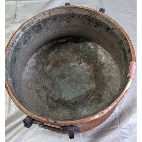 894 - Antique French Copper Cauldron - 21 x 38cm