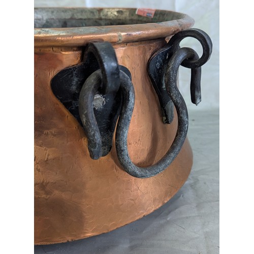 894 - Antique French Copper Cauldron - 21 x 38cm