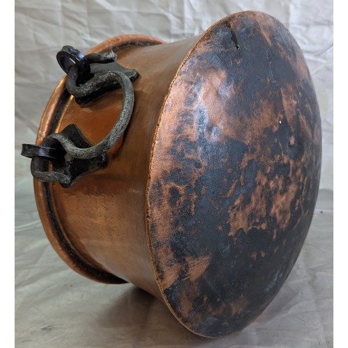 894 - Antique French Copper Cauldron - 21 x 38cm