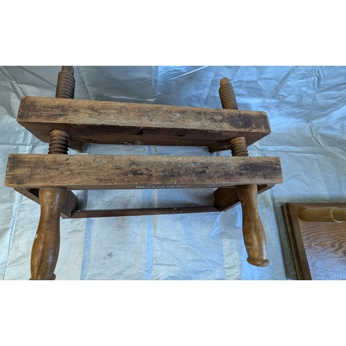 904 - Bookbinding Equipment - Wooden Dryad Sewing Frame And Wooden Dryad Bench Top Backing Press