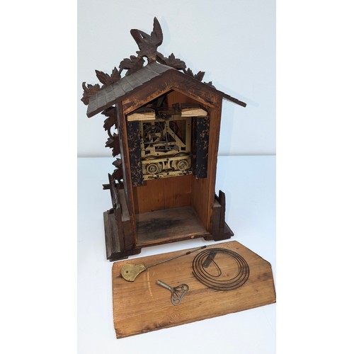 923 - A Late 19th Century Black Forest Carved Cuckoo Mantle Clock In The Style Of Johann Baptist Beha - 54... 