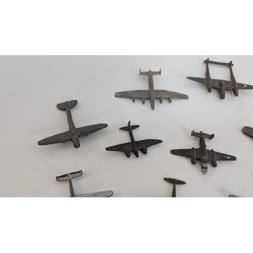 1006 - Dinky Meccano Meteor, Supamarine Spitfire. DCMT Crescent, Timpo Lightning And Other Metal Aircraft