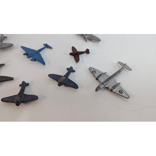 1006 - Dinky Meccano Meteor, Supamarine Spitfire. DCMT Crescent, Timpo Lightning And Other Metal Aircraft