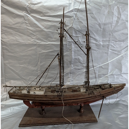 1071 - A Model Clipper in need of attention and a homemade Model Boat with Propeller