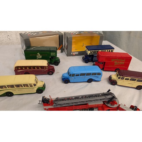 1363 - A Collection of 7 x 1:76 Corgi Classic Coaches  and a Fire Engine.