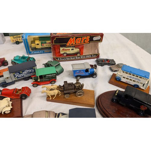 1365 - A Mixed Lot of Model Cras etc.  , Matchbox, Gilbow , Days Gone LLedo etc.  Plus Wooden Mounted and  ... 