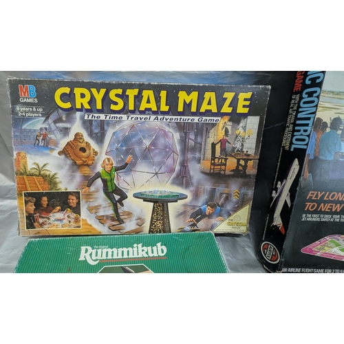 1758 - Vintage Board Games - Crystal Maze, Wildlife, Air Traffic Control, Jumbo Jet And Rummikub