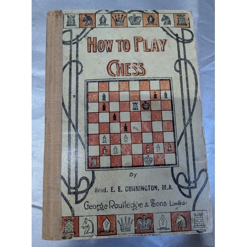 1762 - Handmade Chess Board And Vintage 'How To Play Chess Book'